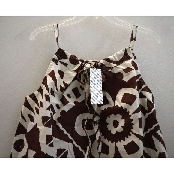BDG x Urban Outfitters Sz L Brown Eva Tie-Front Ruched Strap Trapeze Mini Dress - Picture 4 of 11